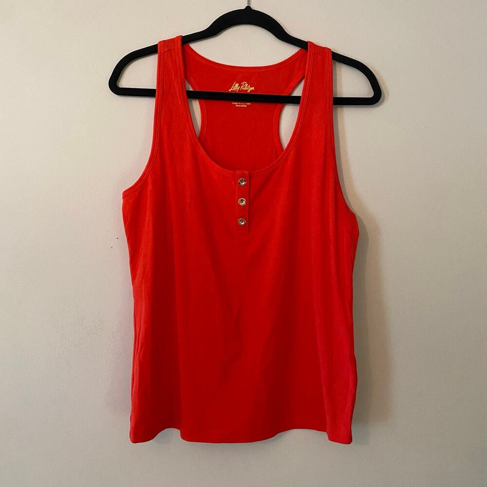 NWT Lilly Pulitzer Mizner Red Sera Knit Tank Top Minimalist Preppy Women's Large